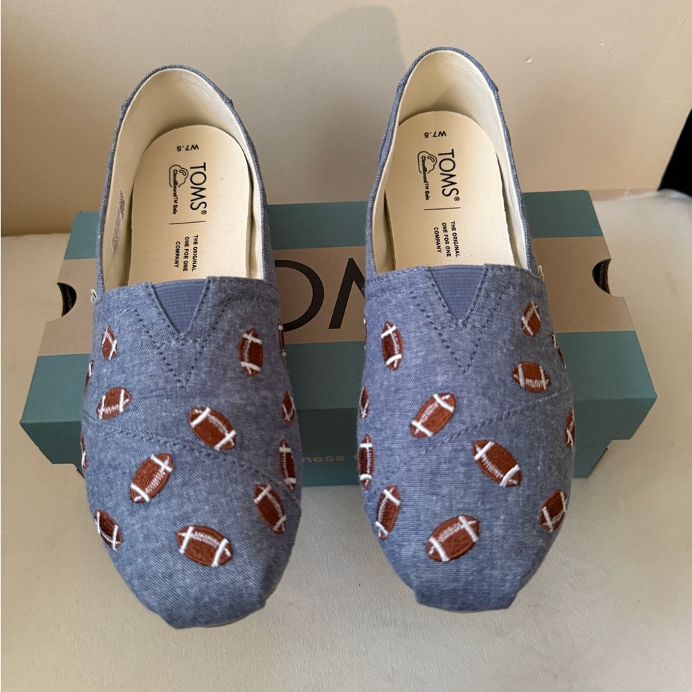 TOMS Football Pattern Slip-Ons